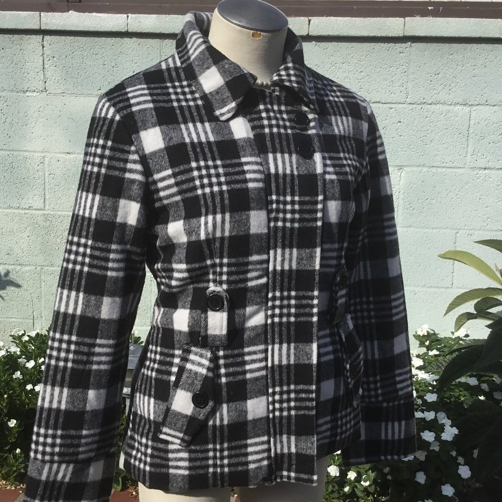 QQMY Women's Plaid Jacket Coat Hide Zip Up Belted Lined Winter Warm S